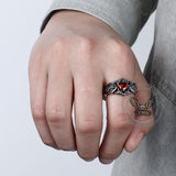 Vintage Patterned Openwork Gem Stainless Steel Ring | Gthic.com