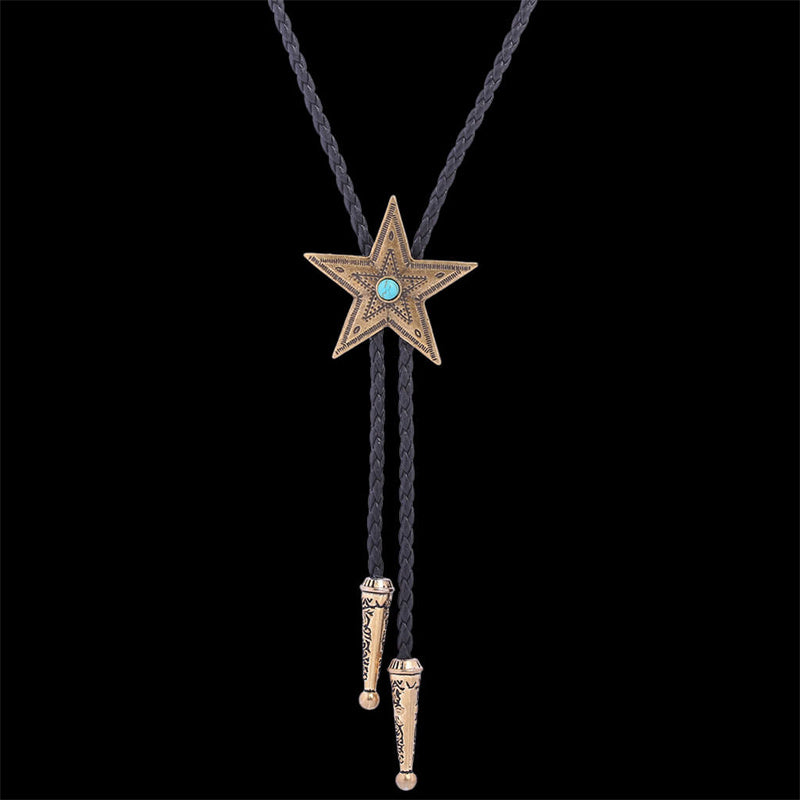 Vintage Pentagram Gemstone Inlaid Alloy Bolo Tie| Gthic.com