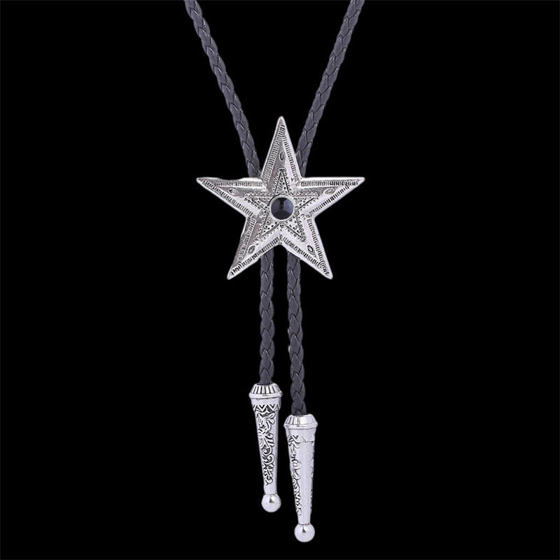 Vintage Pentagram Gemstone Inlaid Alloy Bolo Tie| Gthic.com