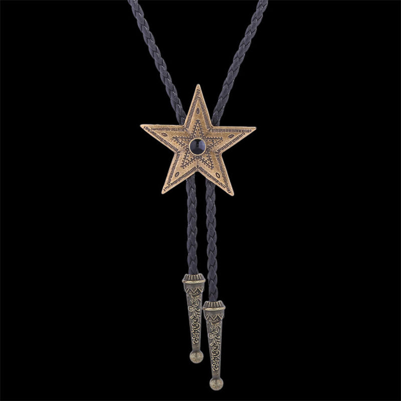 Vintage Pentagram Gemstone Inlaid Alloy Bolo Tie| Gthic.com