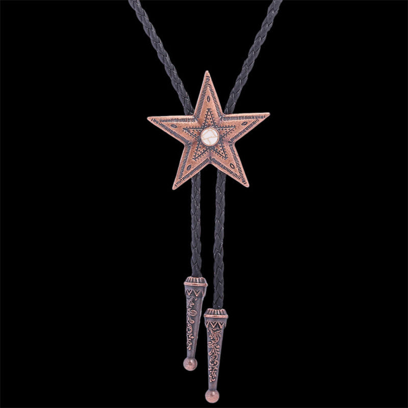 Vintage Pentagram Gemstone Inlaid Alloy Bolo Tie| Gthic.com
