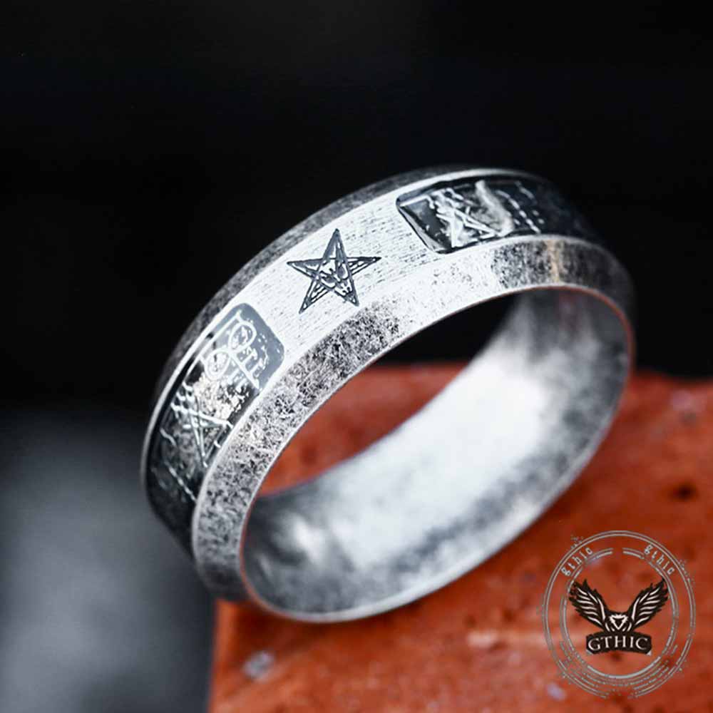 Vintage Pentagram Solomon Rune Stainless Steel Ring