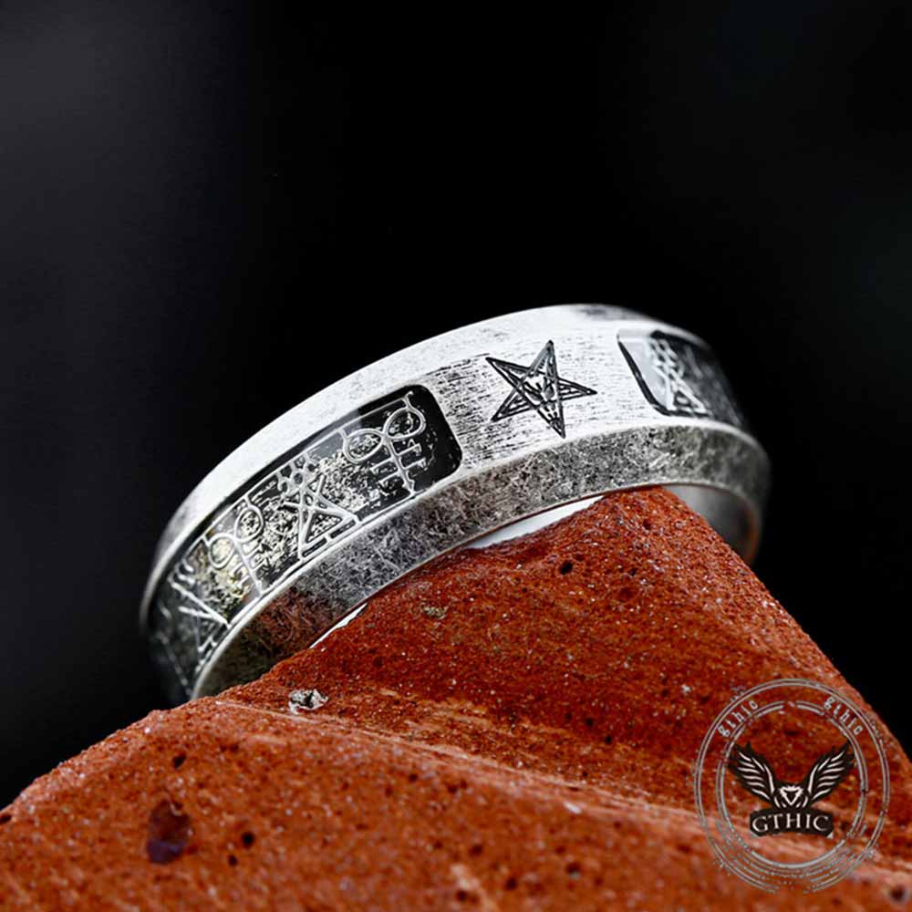 Vintage Pentagram Solomon Rune Stainless Steel Ring