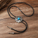 Vintage Petal Turquoise Leather Alloy Bolo Tie