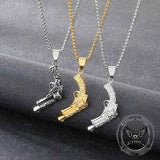 Vintage Pistol Gun Stainless Steel Punk Pendant 01 | Gthic.com