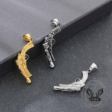 Vintage Pistol Gun Stainless Steel Punk Pendant