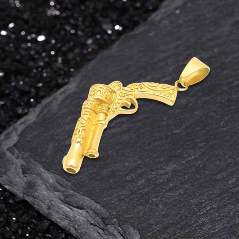 Vintage Pistol Gun Stainless Steel Punk Pendant