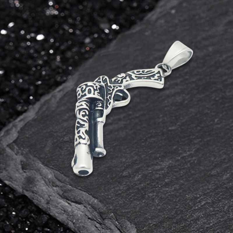 Vintage Pistol Gun Stainless Steel Punk Pendant