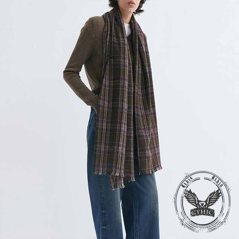 Vintage Plaid Warm Versatile Shawl Scarf | Gthic.com