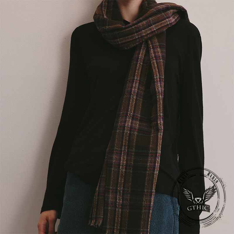 Vintage Plaid Warm Versatile Shawl Scarf | Gthic.com
