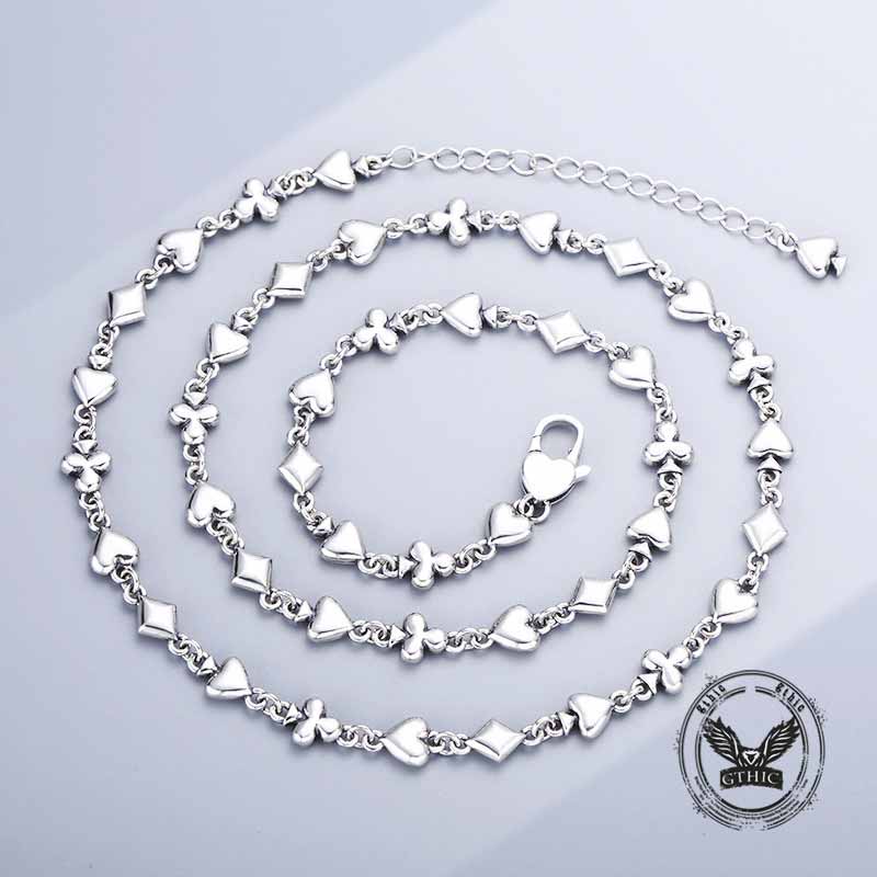 Vintage Playing Card Pattern Sterling Silver Necklace 01 | Gthic.com