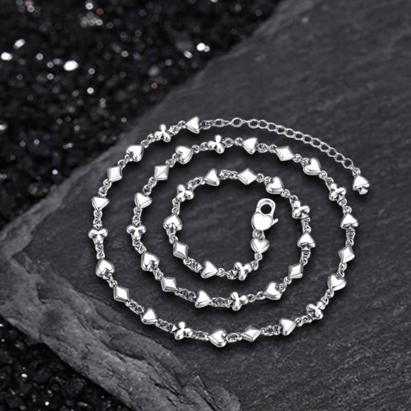 Vintage Playing Card Pattern Sterling Silver Necklace
