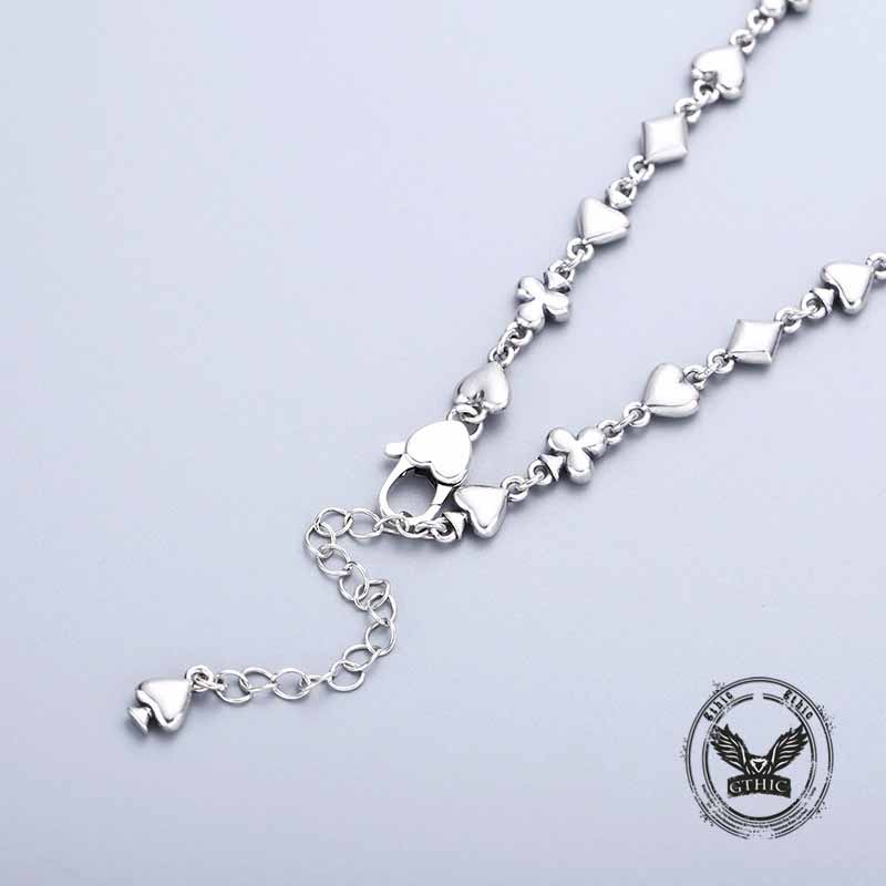Vintage Playing Card Pattern Sterling Silver Necklace