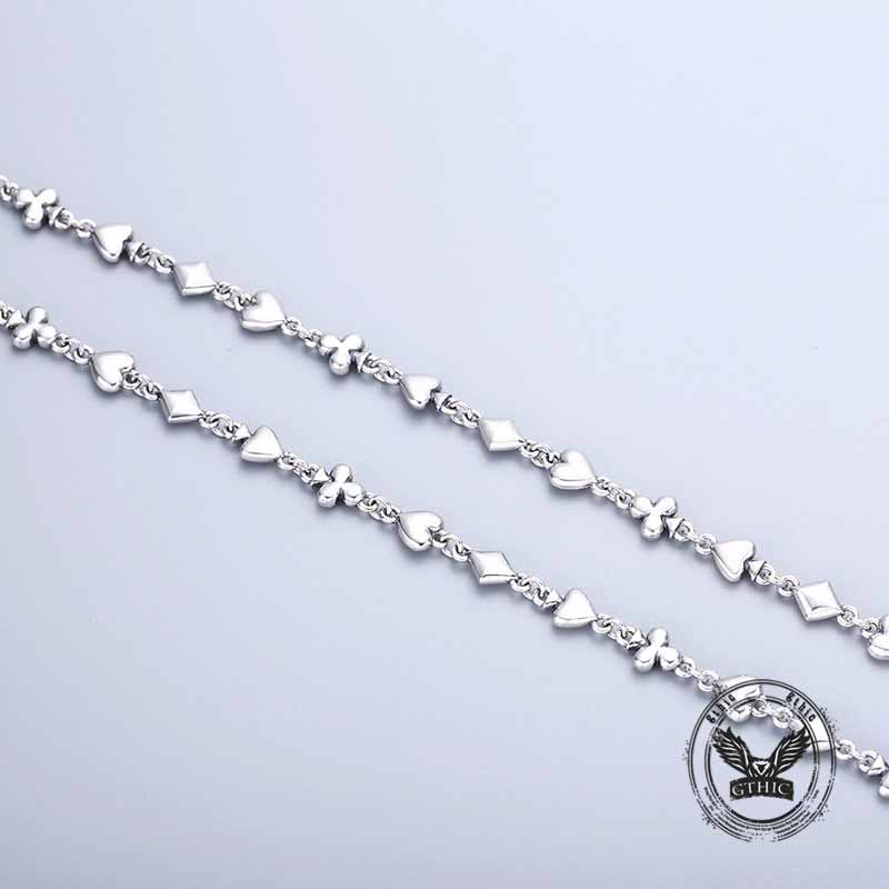 Vintage Playing Card Pattern Sterling Silver Necklace