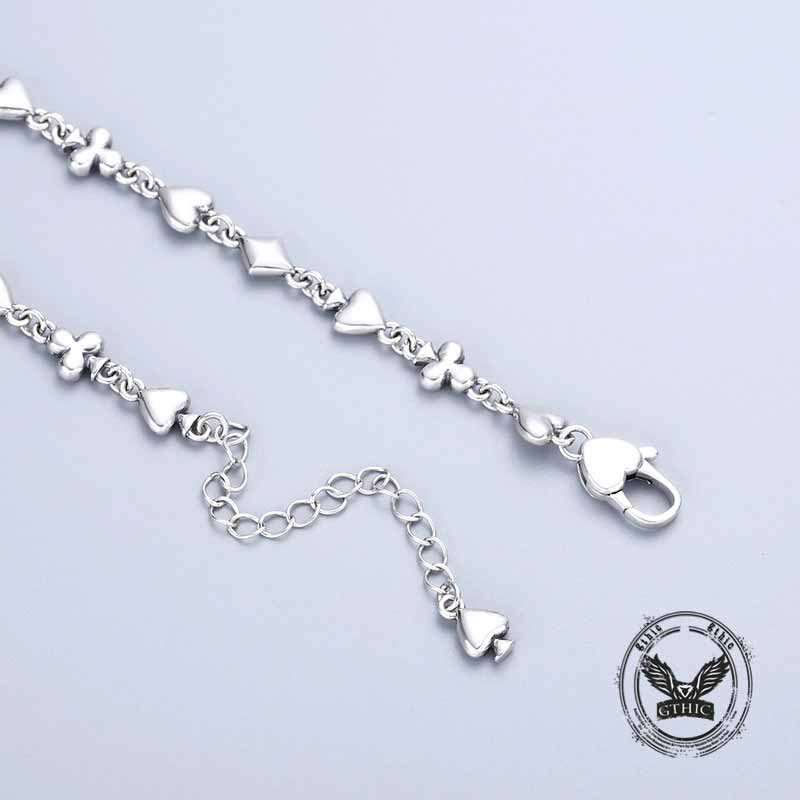 Vintage Playing Card Pattern Sterling Silver Necklace