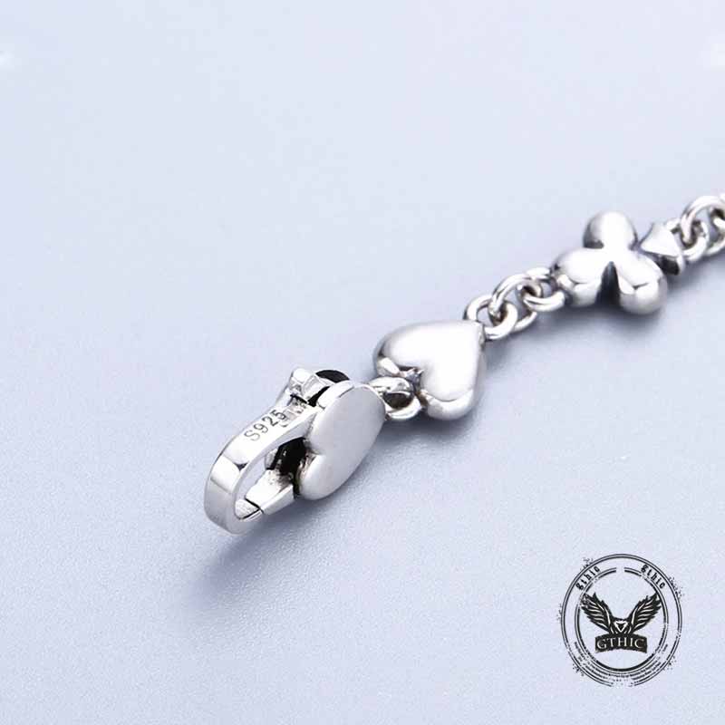 Vintage Playing Card Pattern Sterling Silver Necklace