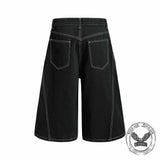 Vintage Pleated Washed Multi-Pocket Cargo Denim Shorts
