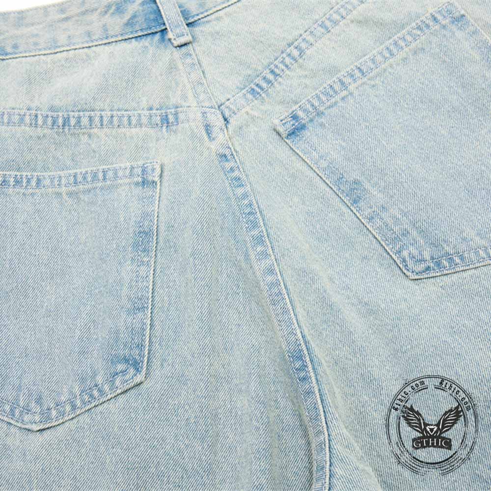Vintage Pleated Washed Multi-Pocket Cargo Denim Shorts