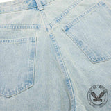 Vintage Pleated Washed Multi-Pocket Cargo Denim Shorts