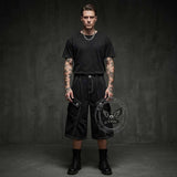 Vintage Pleated Washed Multi-Pocket Cargo Denim Shorts | Gthic.com