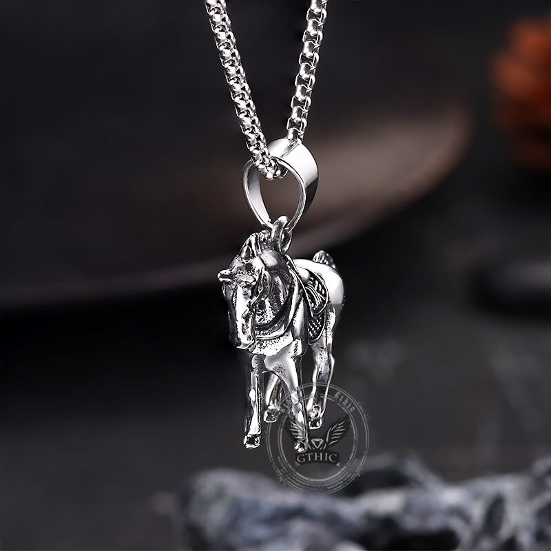 Vintage Prairie Horse Stainless Steel Pendant