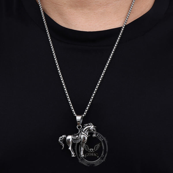 Vintage Prairie Horse Stainless Steel Pendant