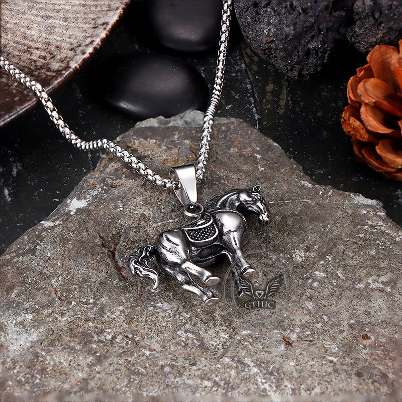 Vintage Prairie Horse Stainless Steel Pendant