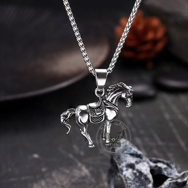 Vintage Prairie Horse Stainless Steel Pendant