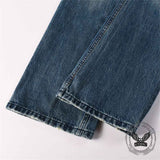 Vintage Printed Bootcut Biker Cotton Jeans