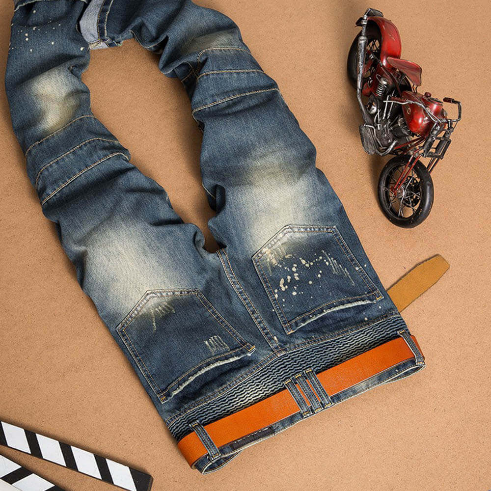 Vintage Punk Ripped Biker Straight Jeans | Gthic.com