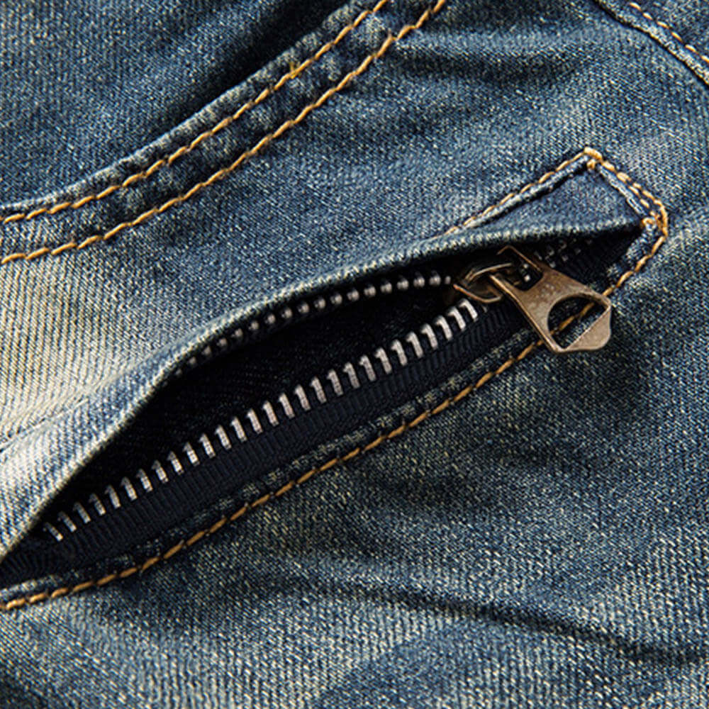 Vintage Punk Ripped Biker Straight Jeans | Gthic.com