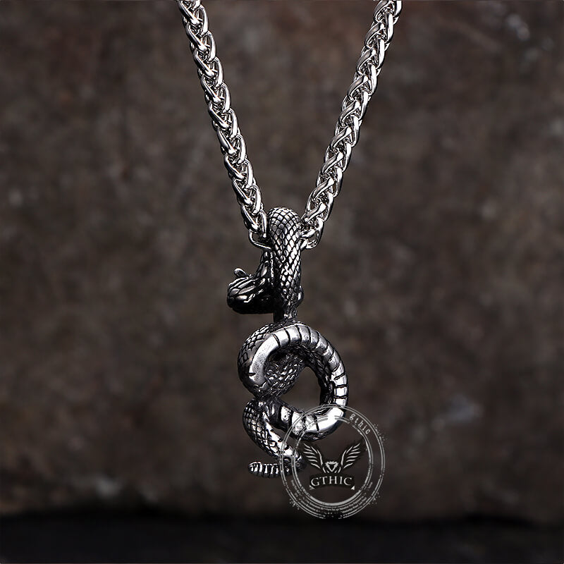 Vintage Python Stainless Steel Snake Pendant