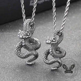 Vintage Python Stainless Steel Snake Pendant 03 | Gthic.com
