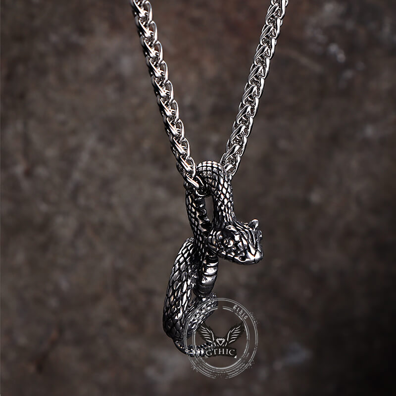 Vintage Python Stainless Steel Snake Pendant