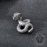 Colgante de calavera de plata de ley con forma de serpiente y cruz de Leviatán