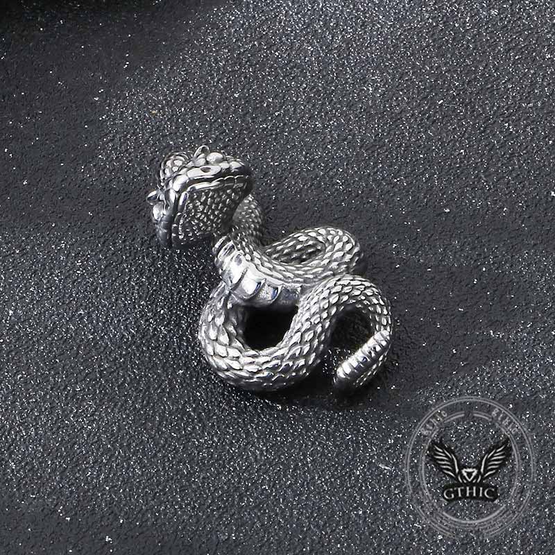 Colgante de calavera de plata de ley con forma de serpiente y cruz de Leviatán
