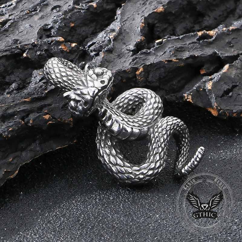 Colgante de calavera de plata de ley con forma de serpiente y cruz de Leviatán