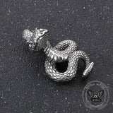 Colgante de calavera de plata de ley con forma de serpiente y cruz de Leviatán