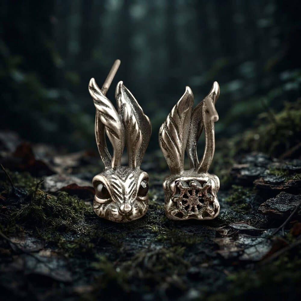 Vintage Rabbit Sterling Silver Stud Earring | Gthic.com