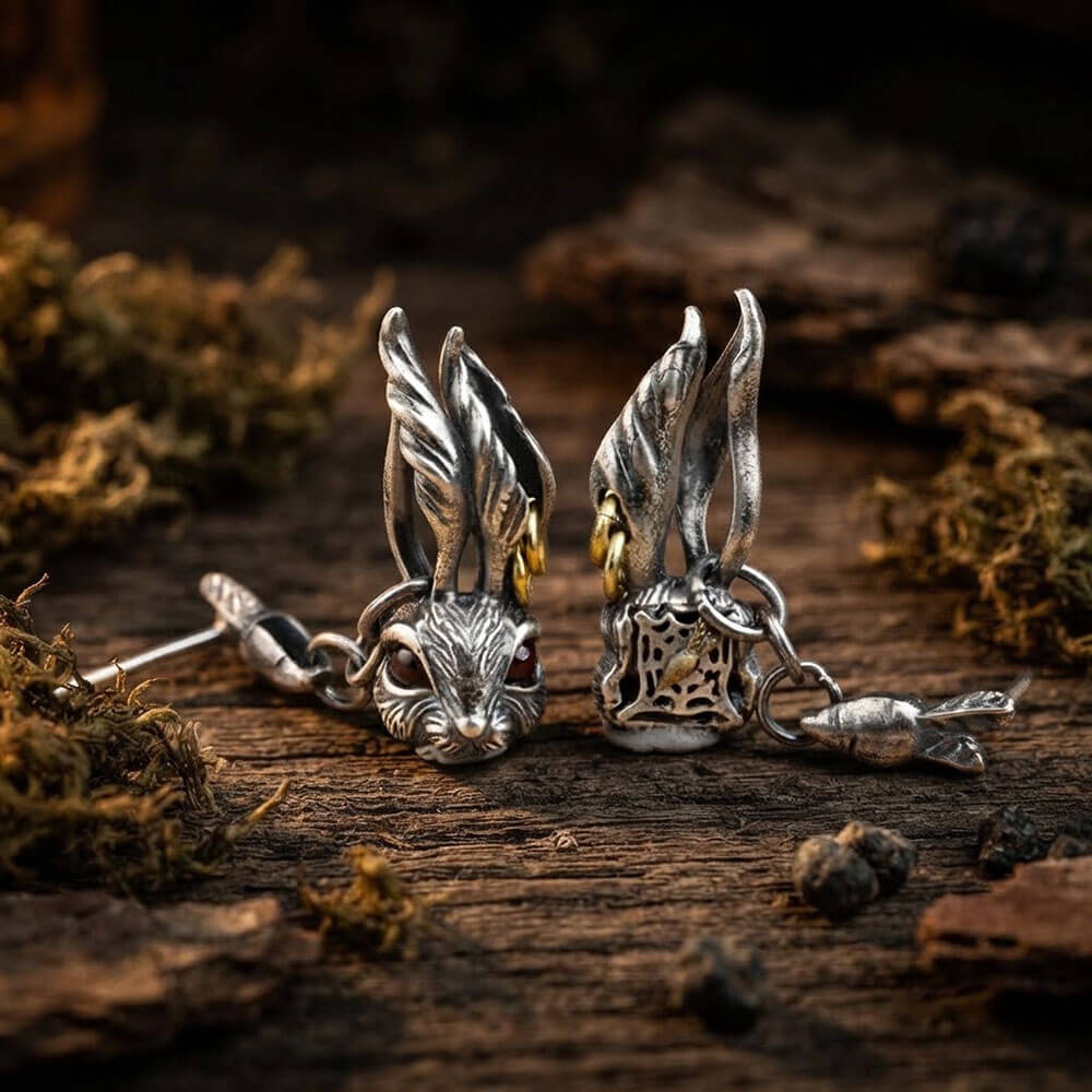 Vintage Rabbit Sterling Silver Stud Earring