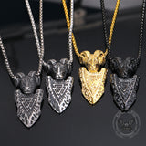 Vintage Ram Shield Stainless Steel Viking Pendant | Gthic.com