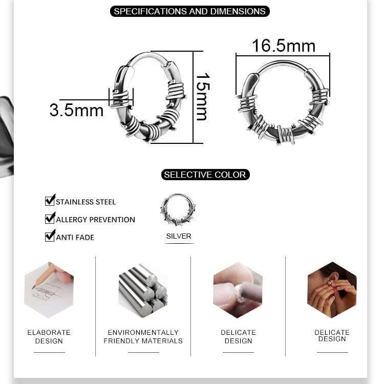 Vintage Rattan Wrapped Stainless Steel Hoop Earrings | Gthic.com