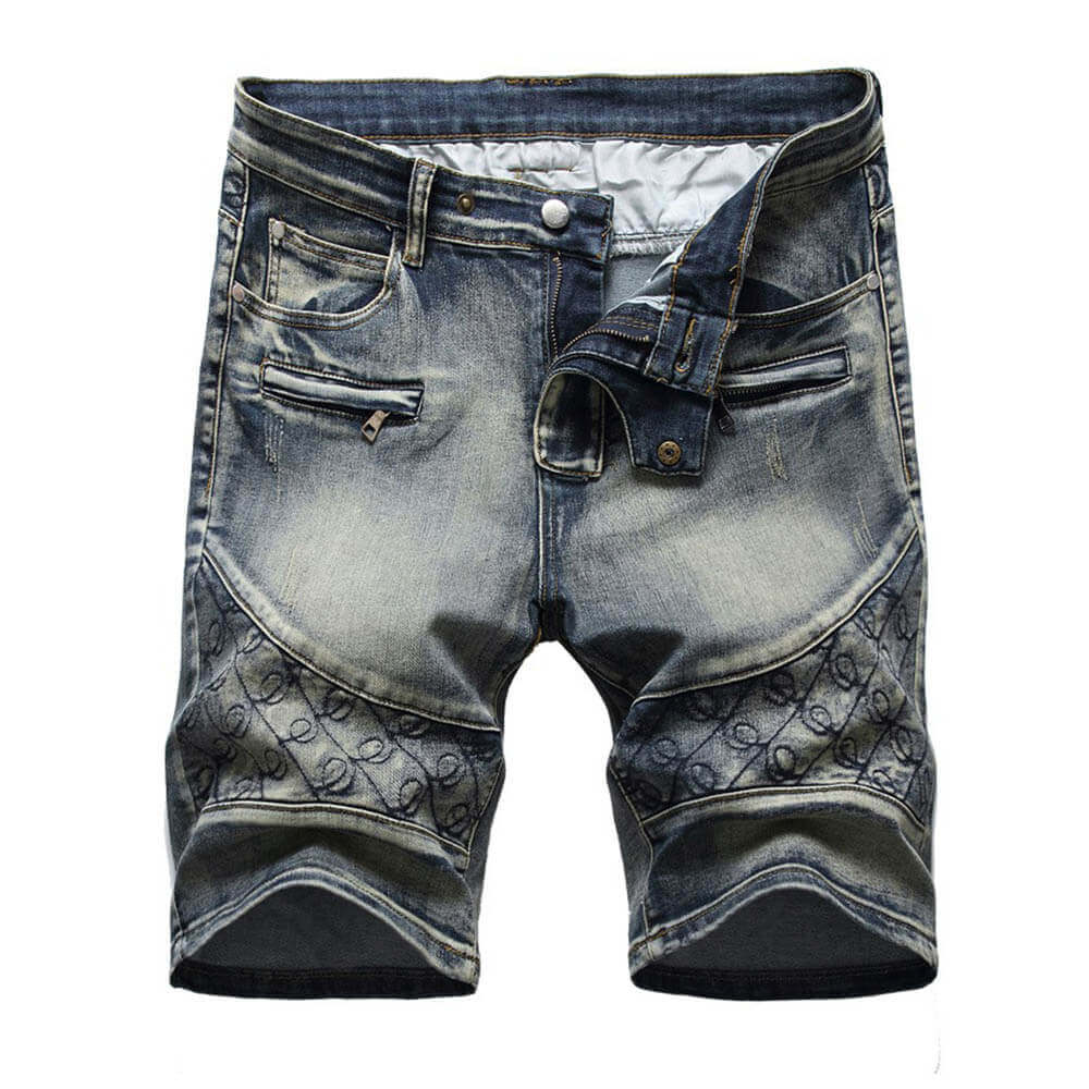 Vintage Ripped Embroidered Stretch Denim Shorts | Gthic.com