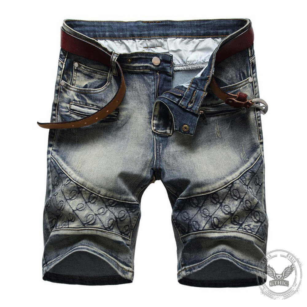 Vintage Ripped Embroidered Stretch Denim Shorts | Gthic.com