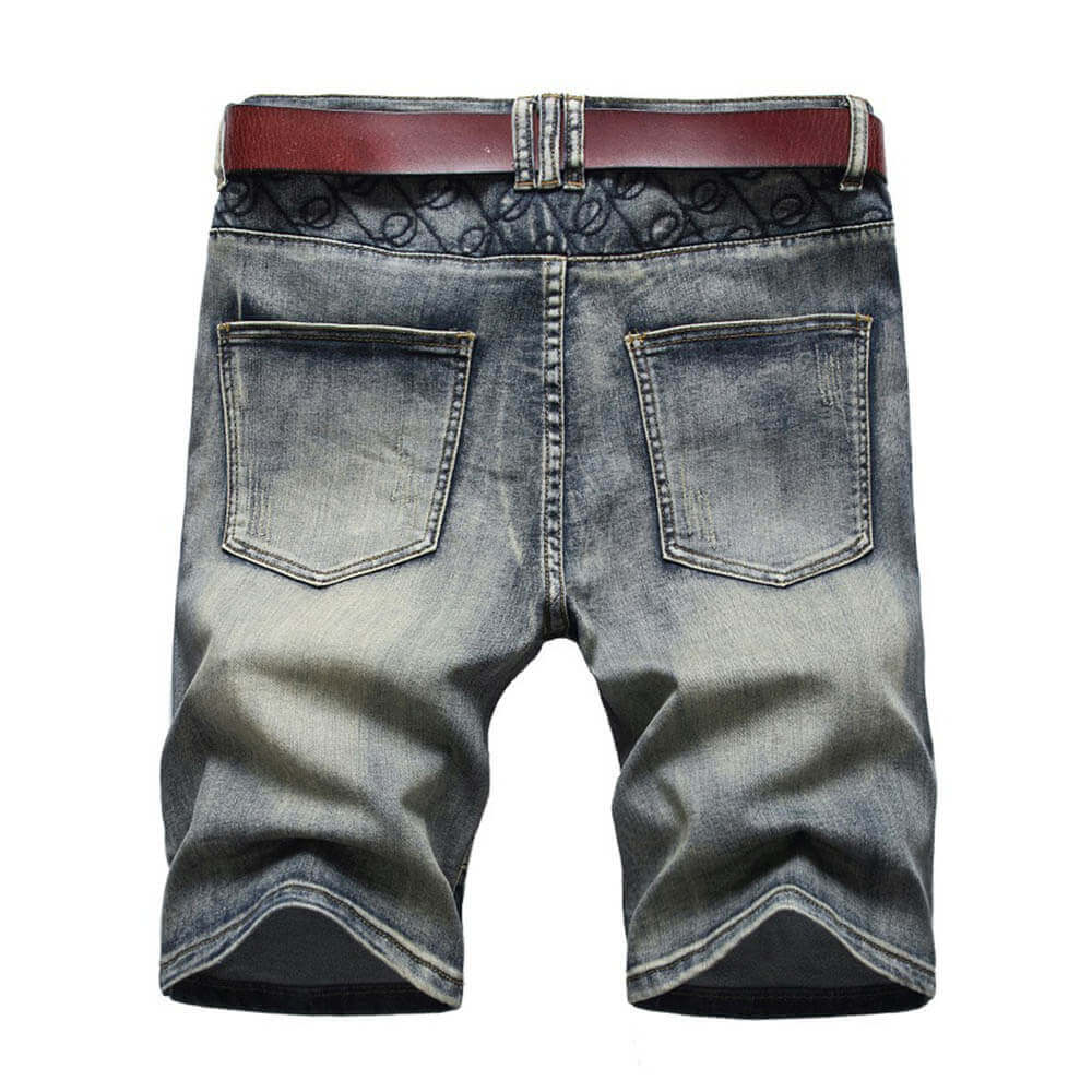 Side Embroidered Stretch Denim Shorts main image 1
