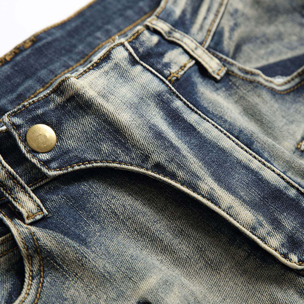 Vintage Ripped Embroidered Stretch Denim Shorts | Gthic.com