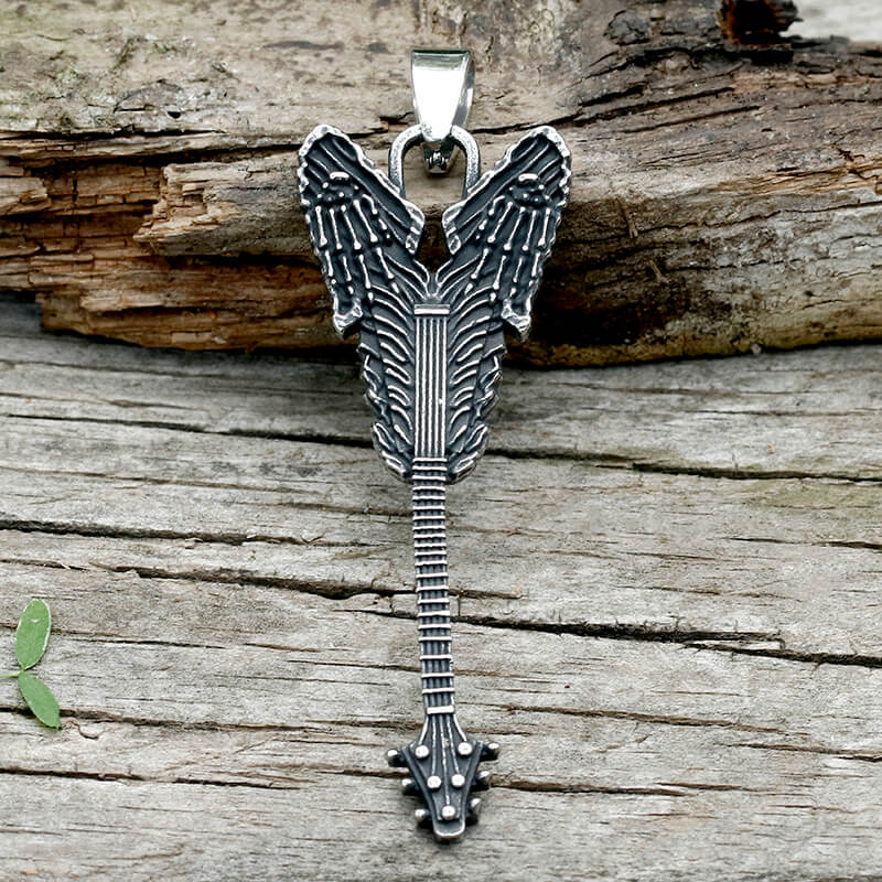 Vintage Rock Guitar Stainless Steel Pendant | Gthic.com