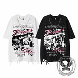 Vintage Rock Singer Character Print Ripped T-shirt 01 | Gthic.com