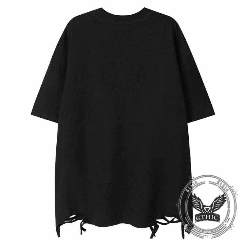 Vintage Rock Singer Character Print Ripped T-shirt