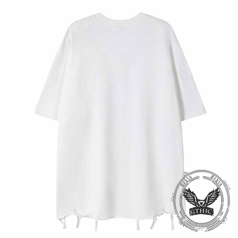 Vintage Rock Singer Character Print Ripped T-shirt